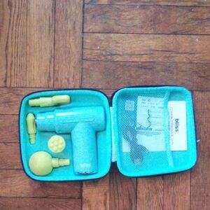 Bliss Turquoise Mini Massage Gun with Yellow Heads